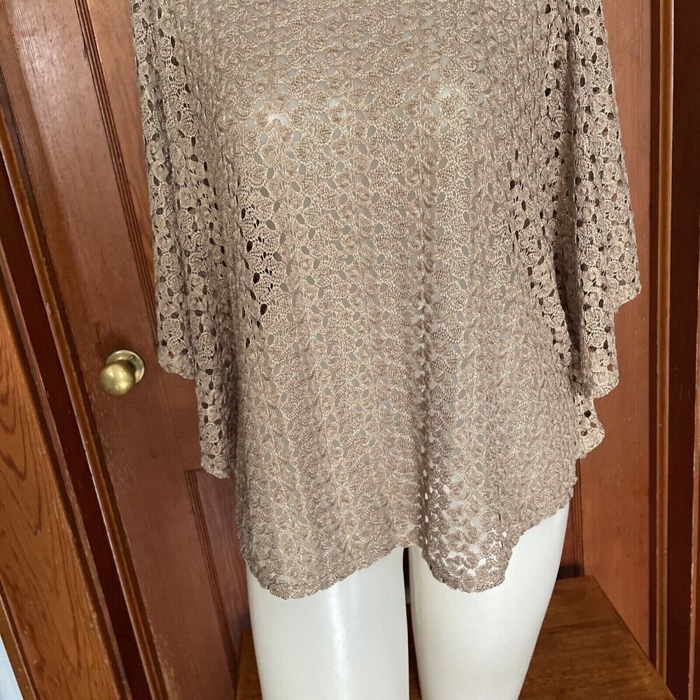 Dressbarn Gold Brown Scoop Neck Open Knit Top Large - Picture 5 of 9